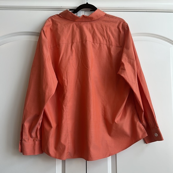 Cold Water Creek Pumpkin Color Collar Button Down Top - Picture 6 of 7